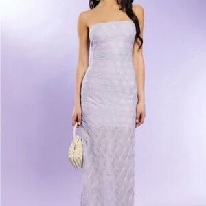 Pink Mermaid Dress- Textured Strapless Maxi Dress.